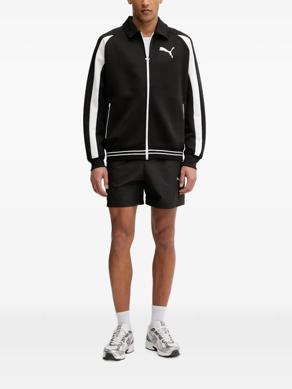 PUMA Shirtjack met logo-print en rits Zwart