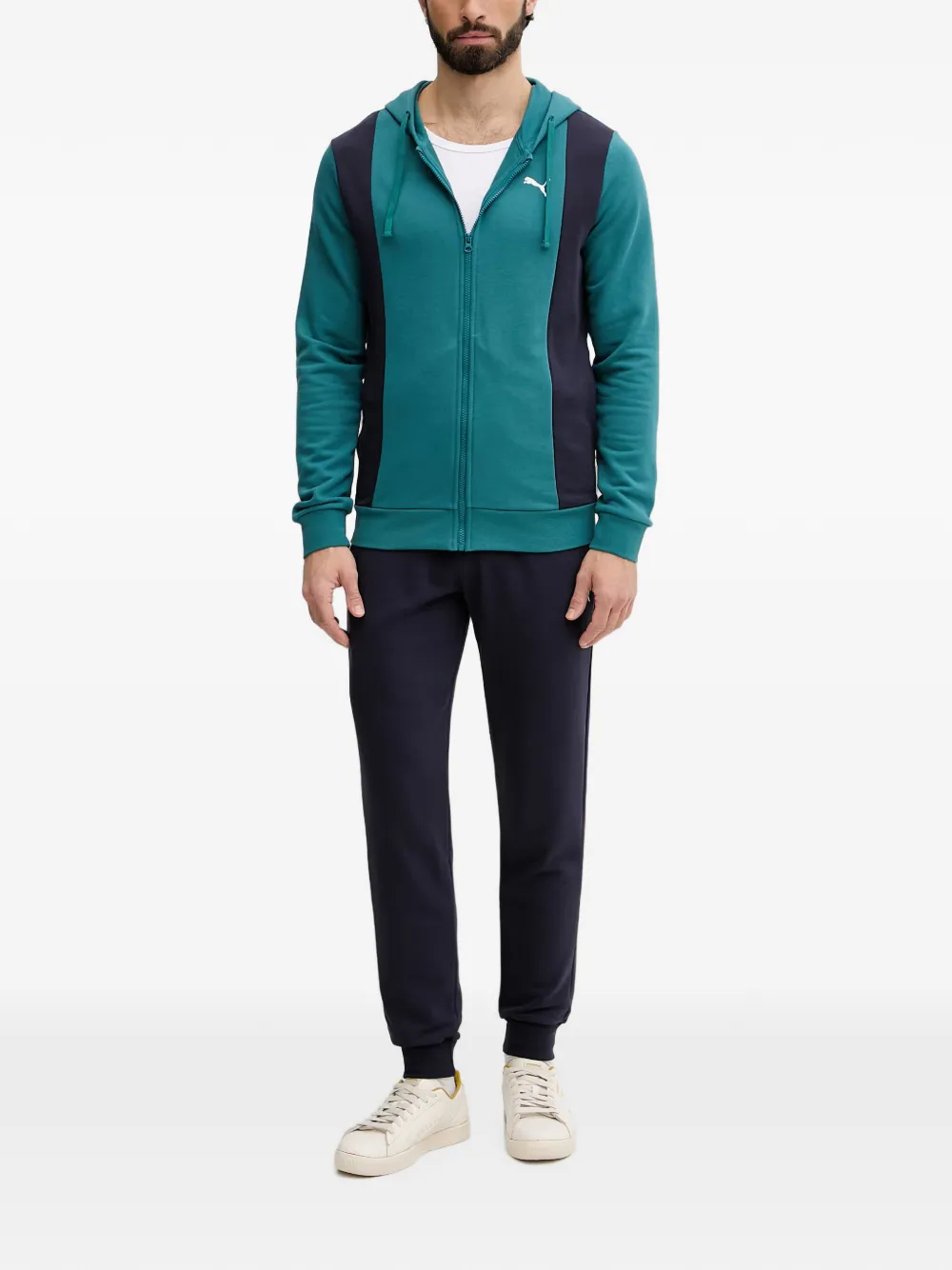 PUMA Hoodie met colourblocking en logo-print Groen
