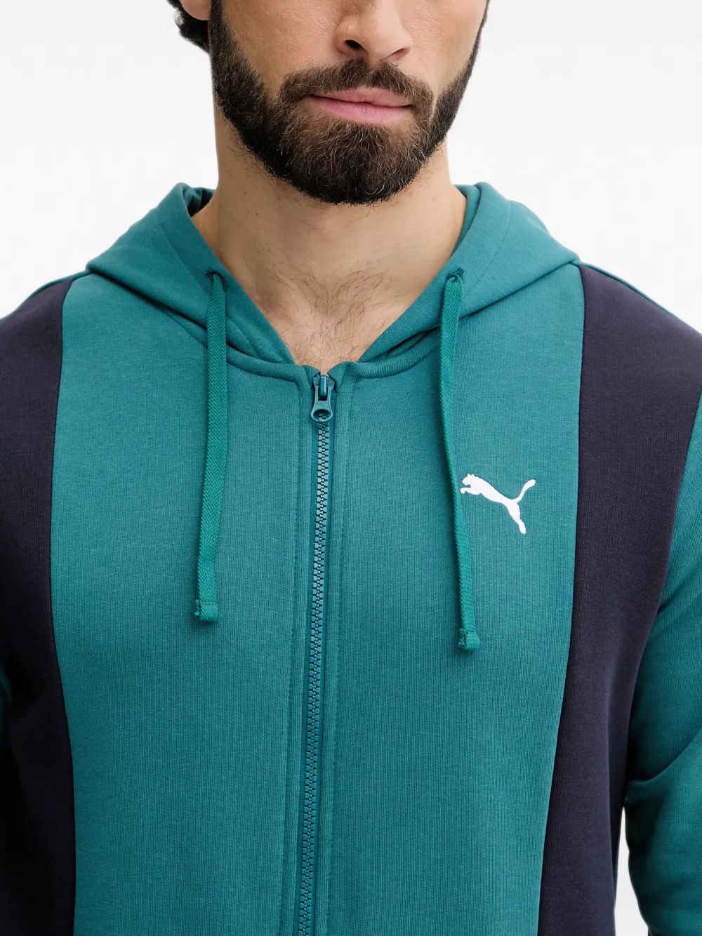 PUMA Hoodie met colourblocking en logo-print Groen
