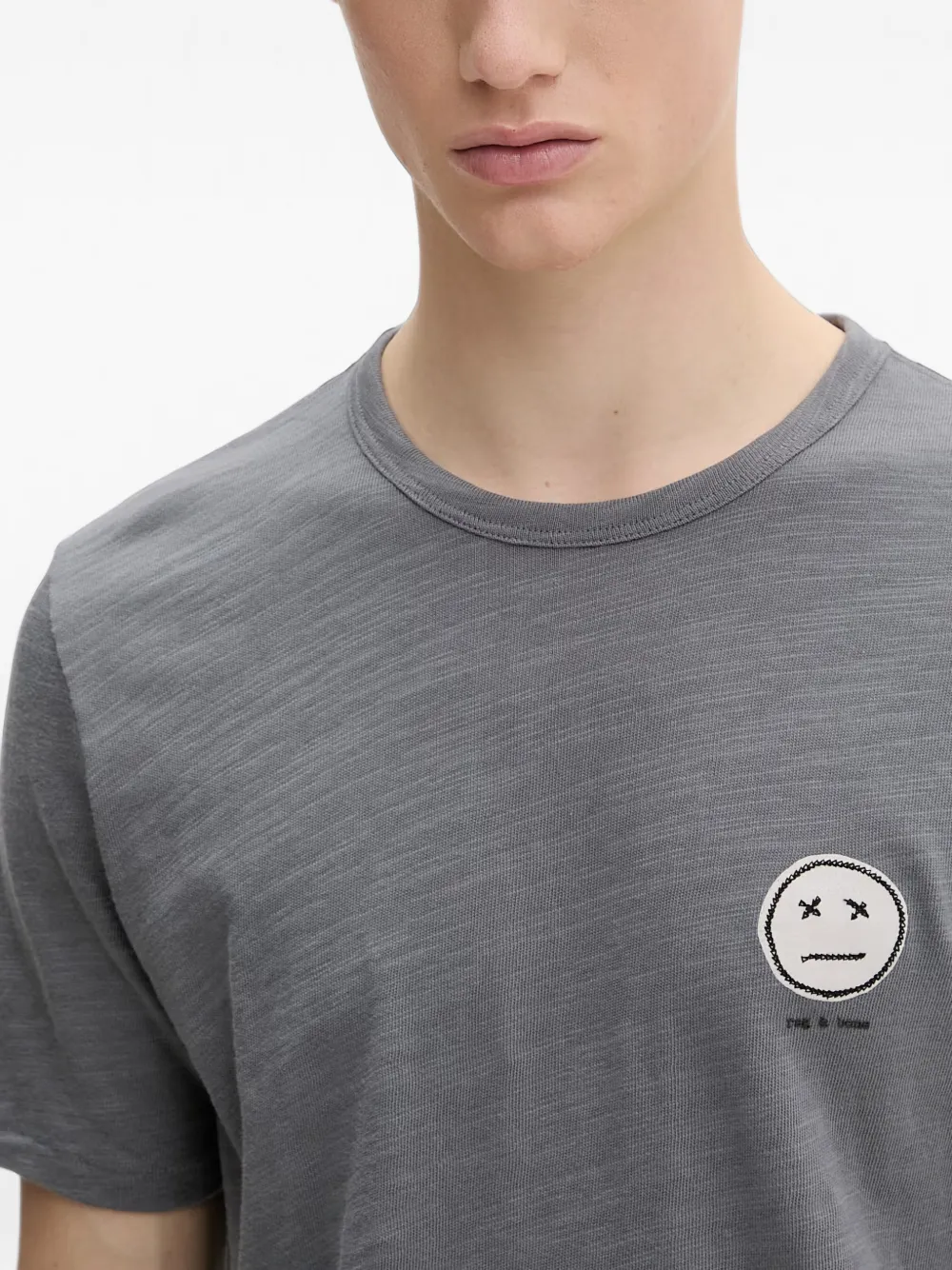 rag & bone T-shirt met patchdetail en slubtextuur Grijs
