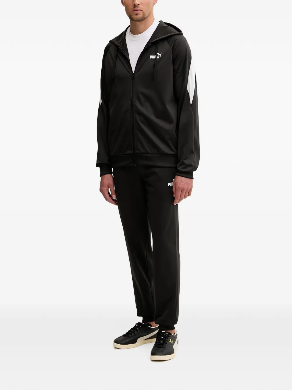 PUMA Hoodie met logoprint en rits Zwart