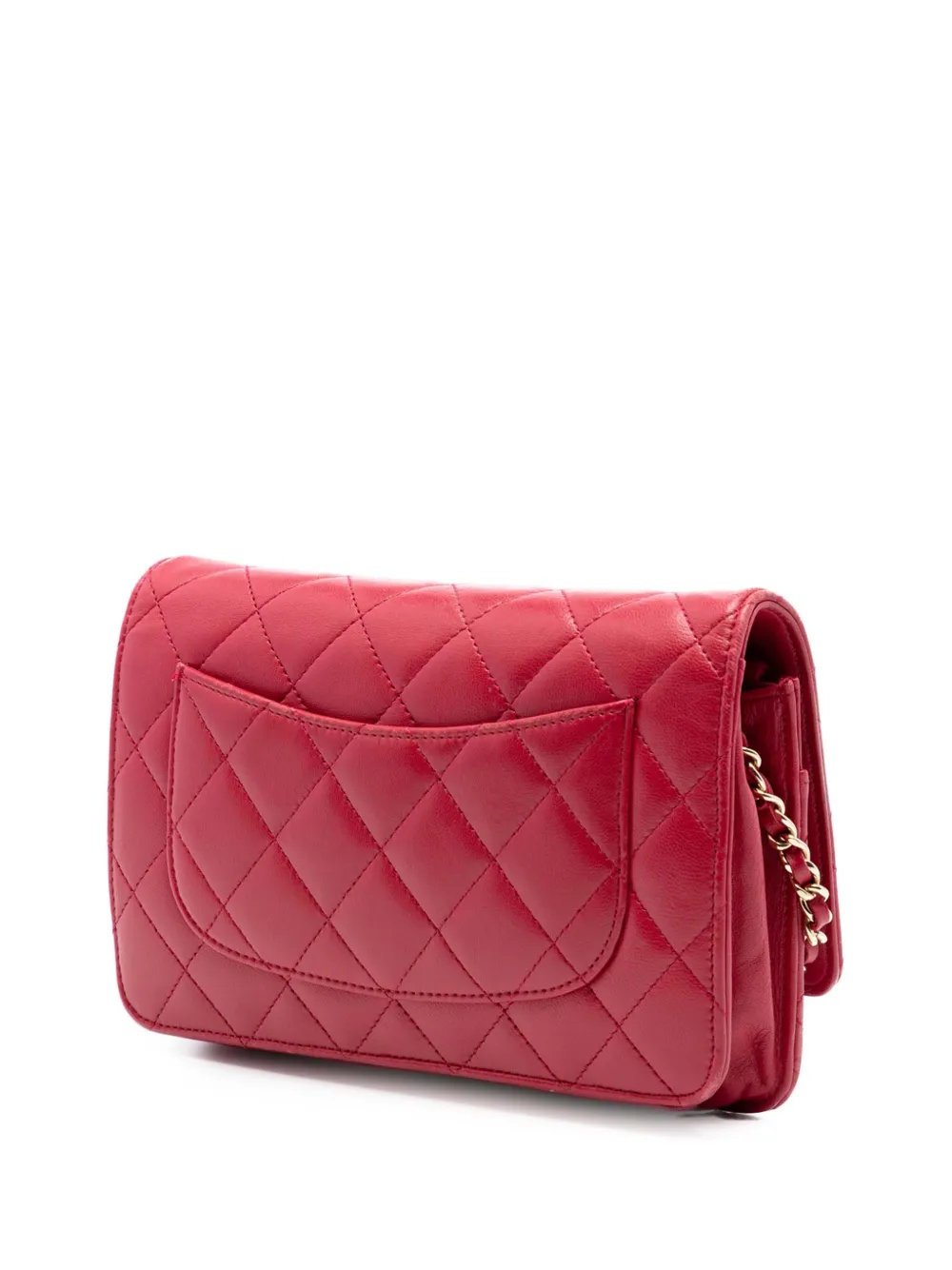  Chanel Pre-owned Bandolera Wallet On Chain Acolchada Con Logo Cc De Piel De Borrego 2016-2017 - Rojo 