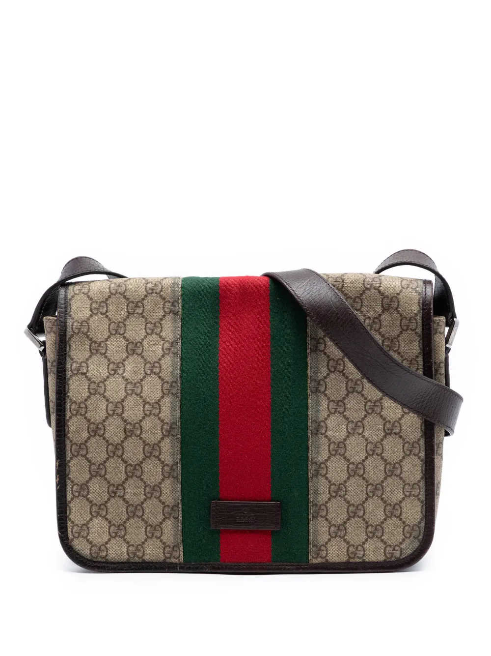 Gucci Pre-Owned 2016-2026 Medium GG Supreme Web Flap Messenger Bag crossbody bag - Nude