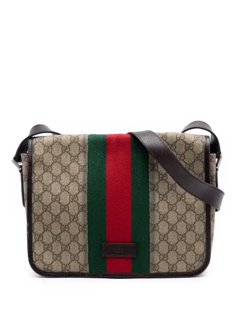 Gucci Pre-Owned bolsa crossbody tipo mensajero mediana de lona GG Supreme con detalle Web 2016-2026