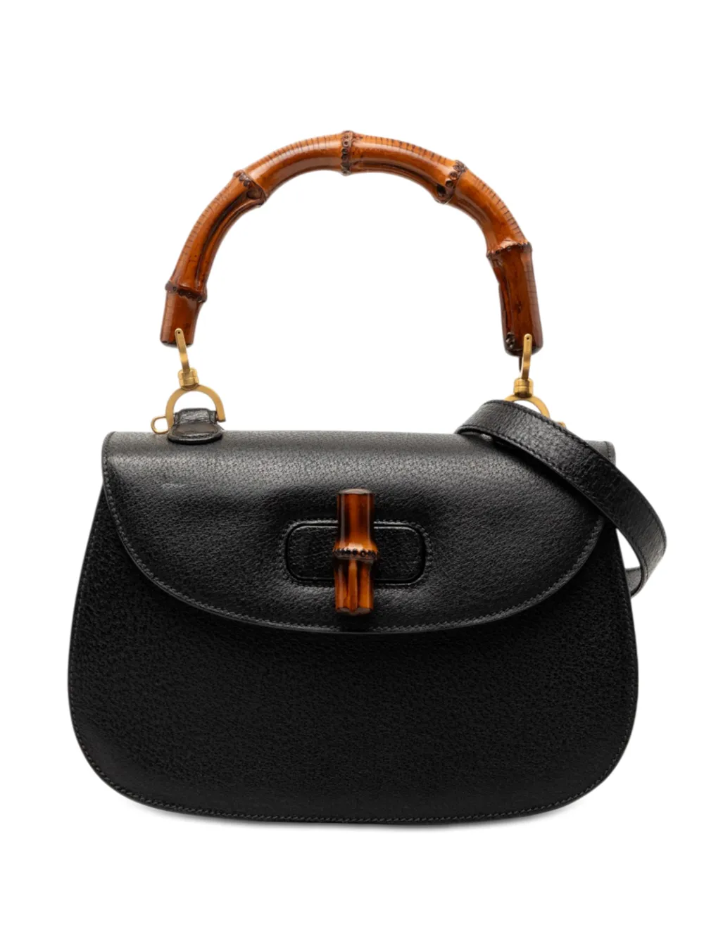 Gucci Pre-Owned 20th Century Small Grained Calfskin Bamboo Night satchel - Nero