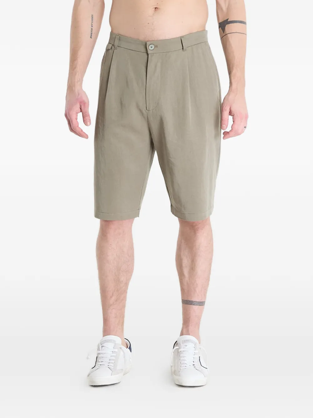 GUESS USA pleated-details shorts - Green