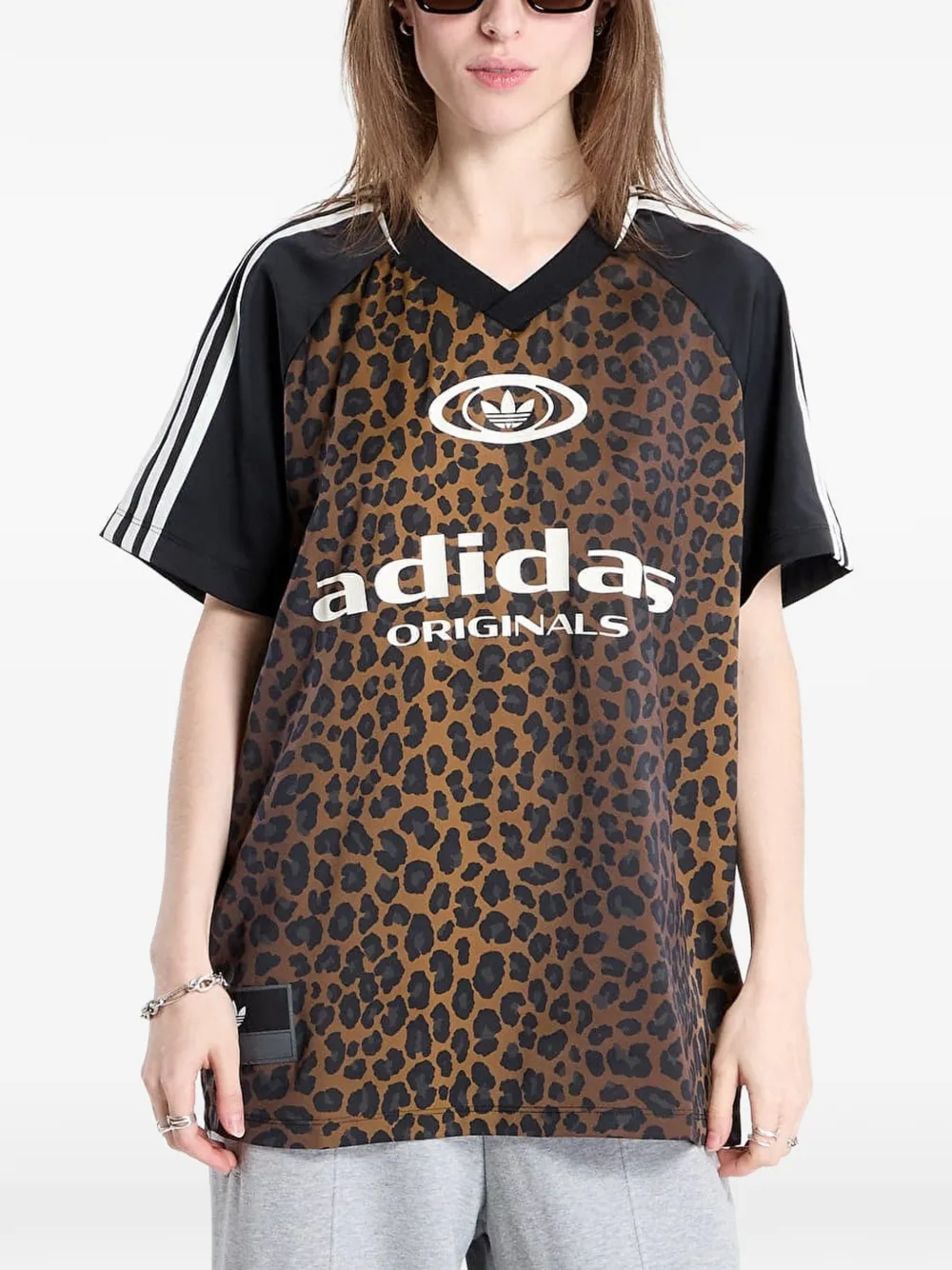 adidas leopard-pattern T-shirt - Braun