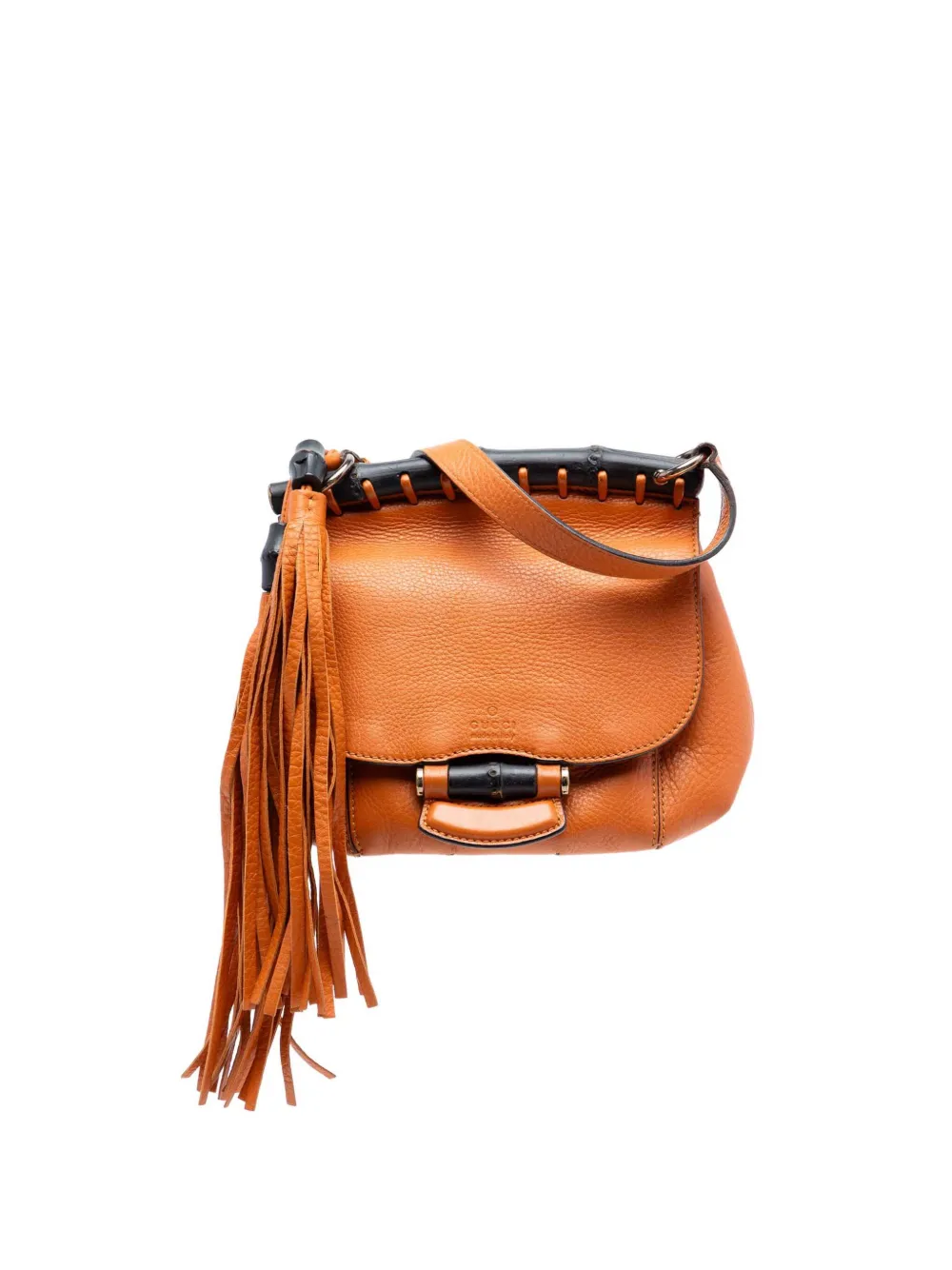 Gucci Pre-Owned 2016-2025 Small Leather Bamboo Nouveau Fringe crossbody bag - Arancione
