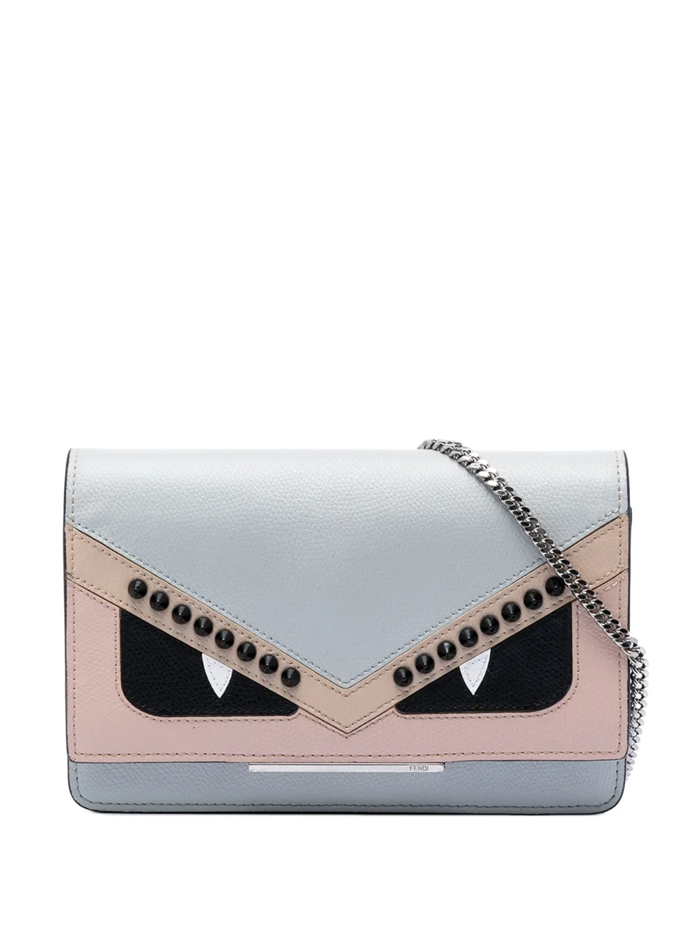 Fendi Pre-Owned 2010-2026 Studded Leather Monster Eyes Tube Wallet On Chain crossbody bag - Blu