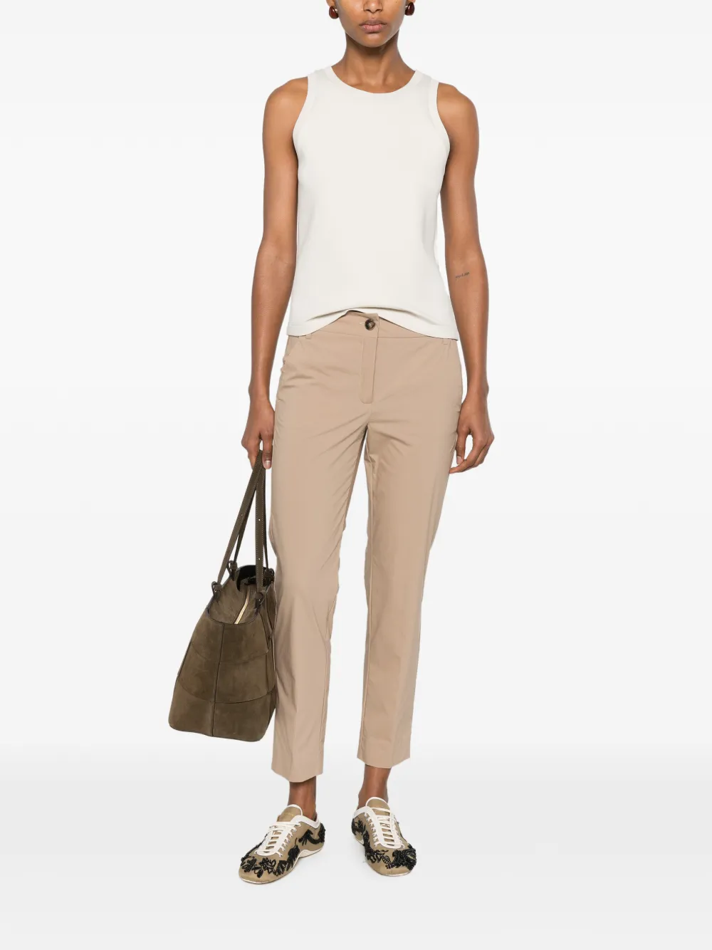 'S Max Mara Carilina mouwloze top met geborduurd logo Beige
