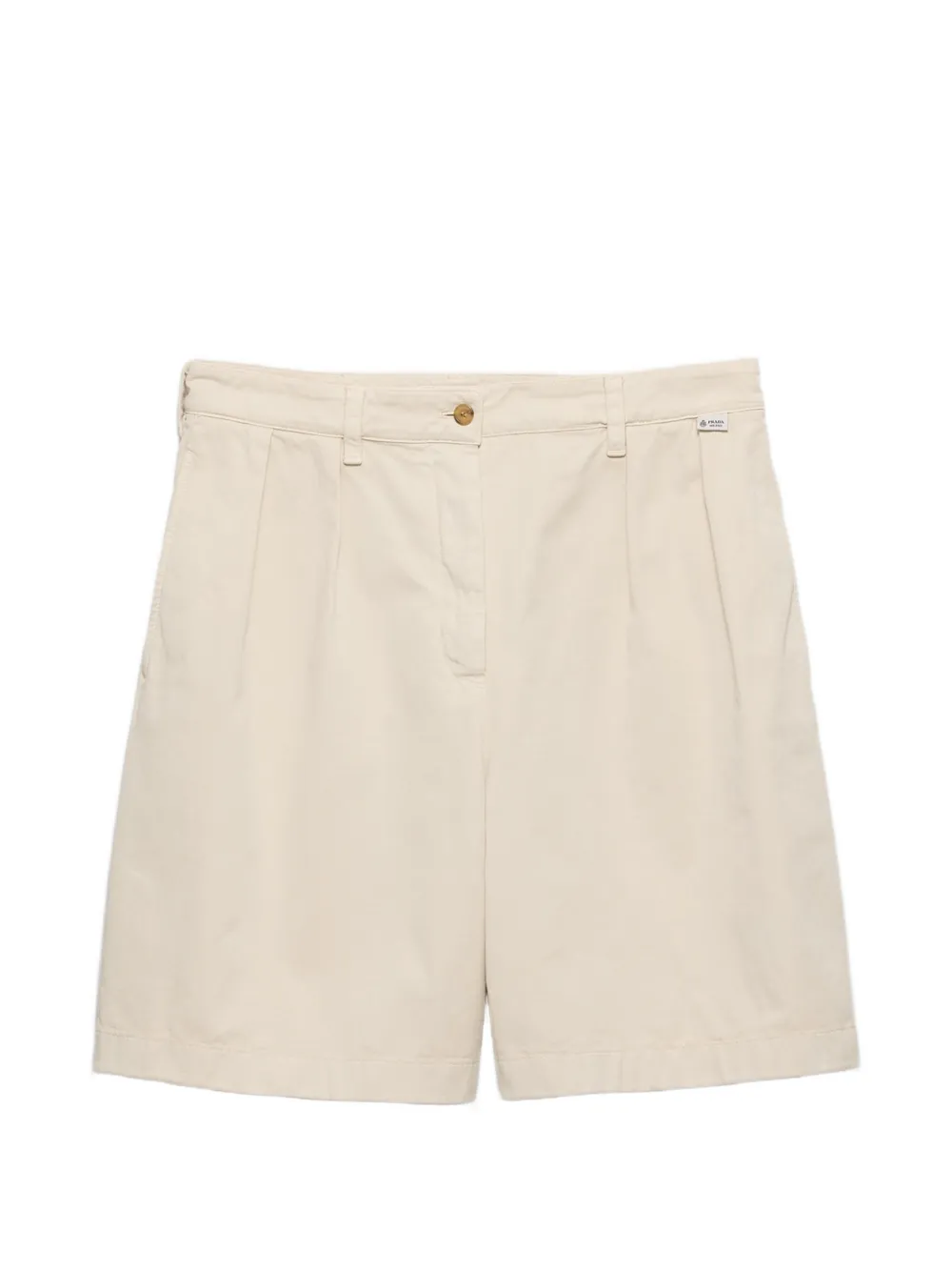 Prada pleated logo-patch shorts - Nude