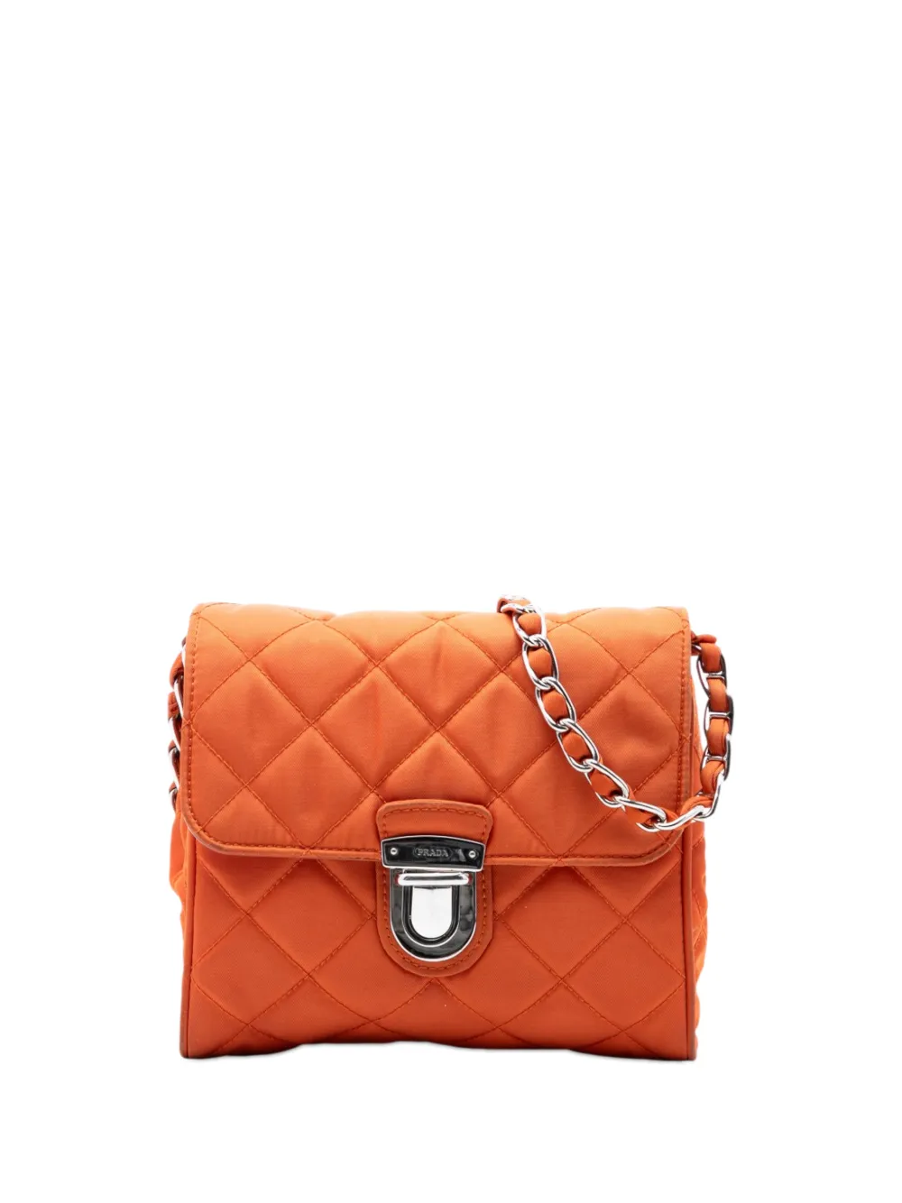Prada Pre-Owned 2013-2026 Impuntu Tessuto Chain crossbody bag - Arancione