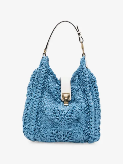 Ermanno Scervino chunky-knit clasp-fastening leather tote bag