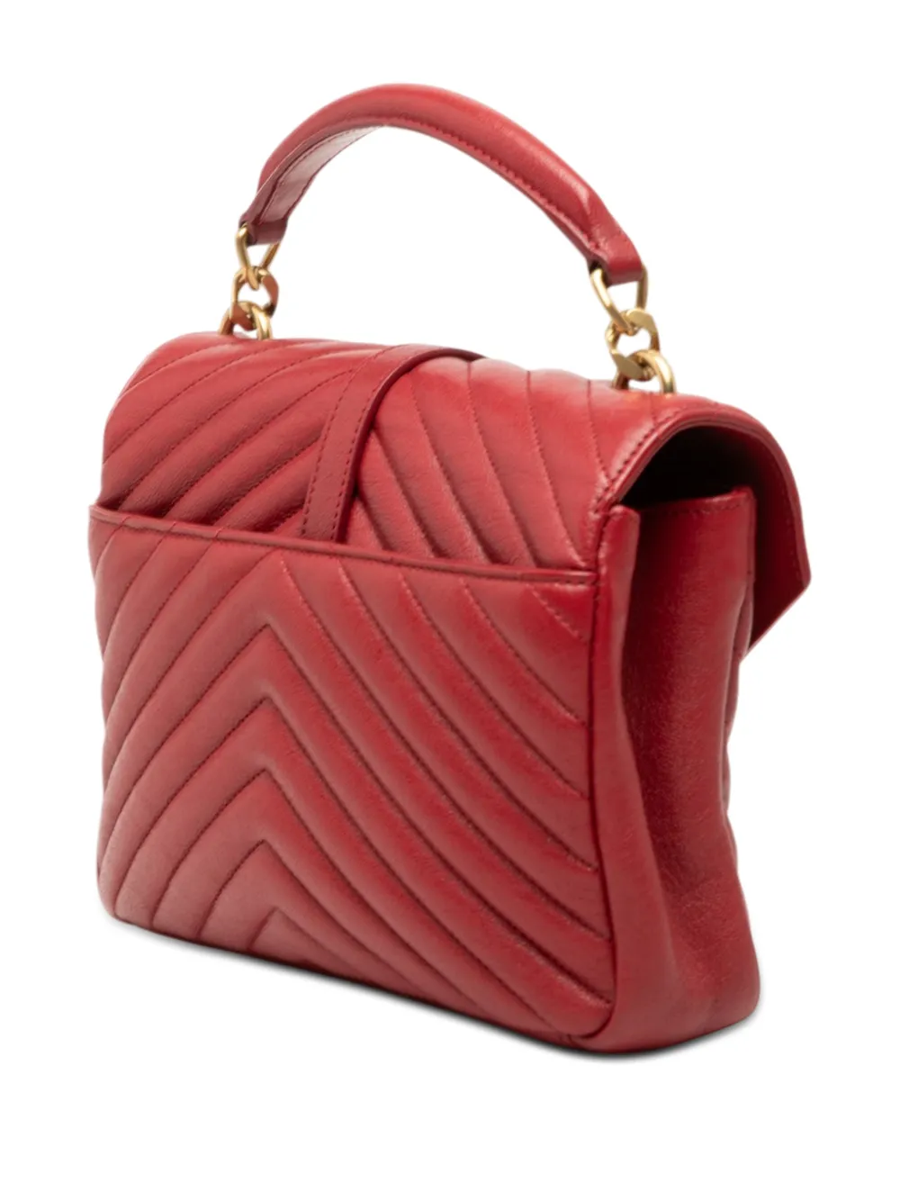  Saint Laurent Pre-owned Borsa A Tracolla College Media In Pelle Di Pecora Con Monogramma E Motivo Chevron 2017 - Rosso 
