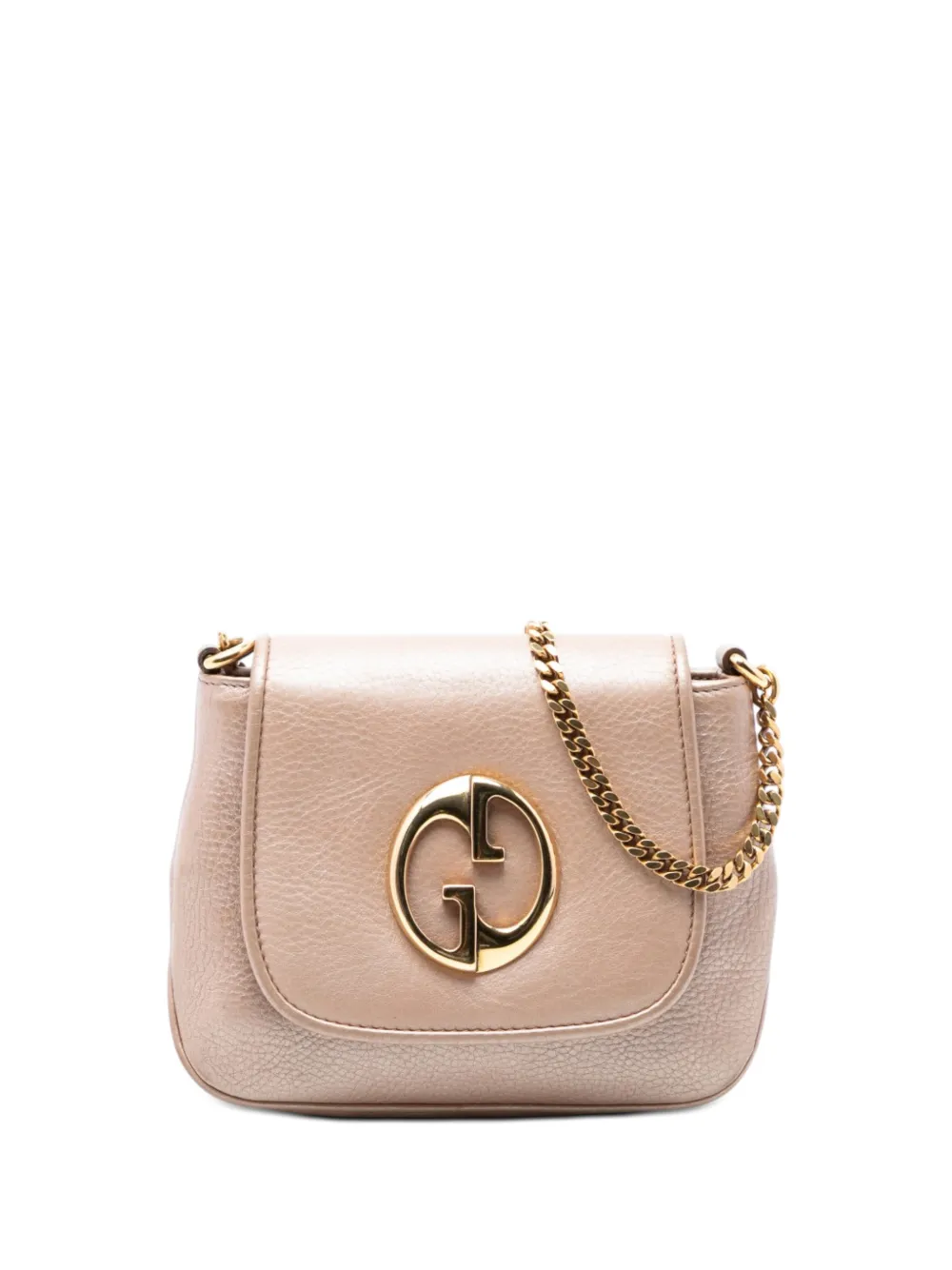 Gucci Pre-Owned 2016-2026 Small Metallic Pebbled Calfskin 1973 Chain crossbody bag - Marrone