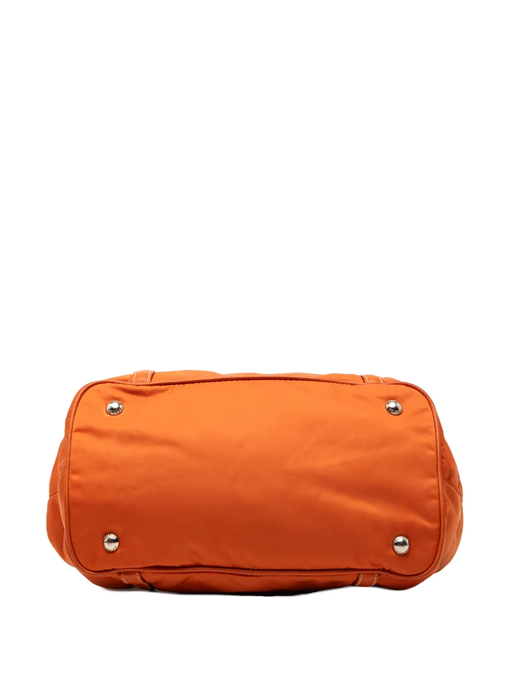 Prada Pre-owned 2010-2026 Soft Calf Trimmed Tessuto Satchel in Orange, view 4