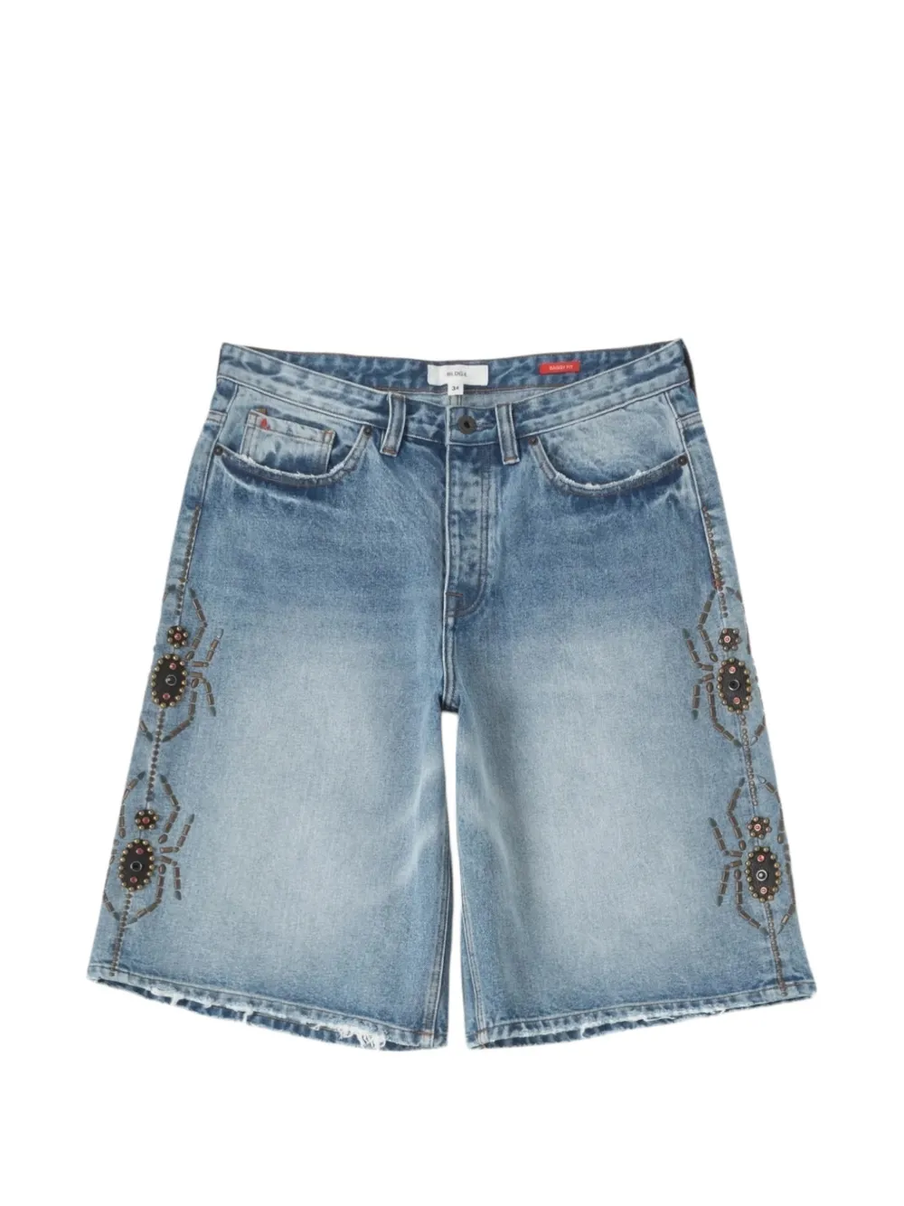 BLDG4 Pantheon studded denim shorts - Blau