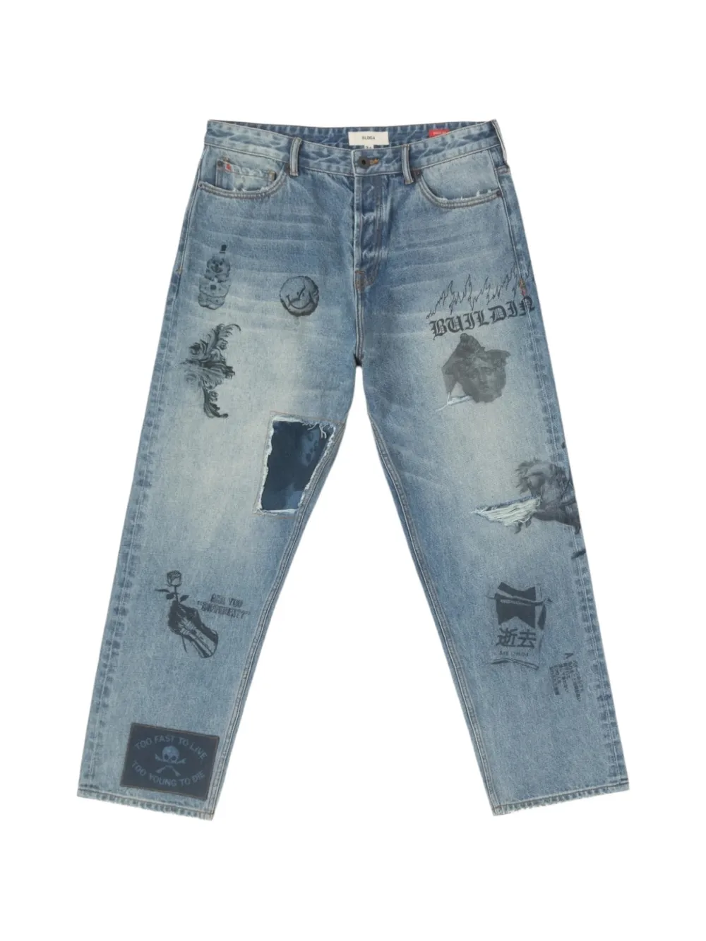 BLDG4 Editorial graphic-print jeans - Blu