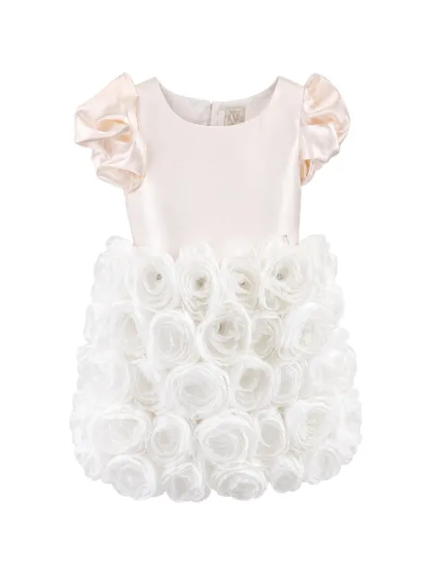 MAISON AVA floral-appliqué ruffled-sleeve dress