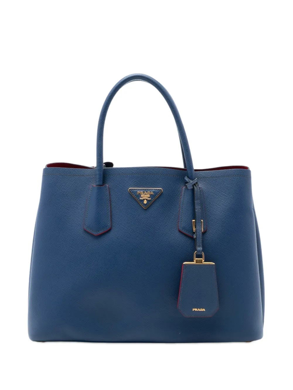 Prada Pre-Owned 2013-2026 Medium Saffiano Cuir Double satchel - Blue