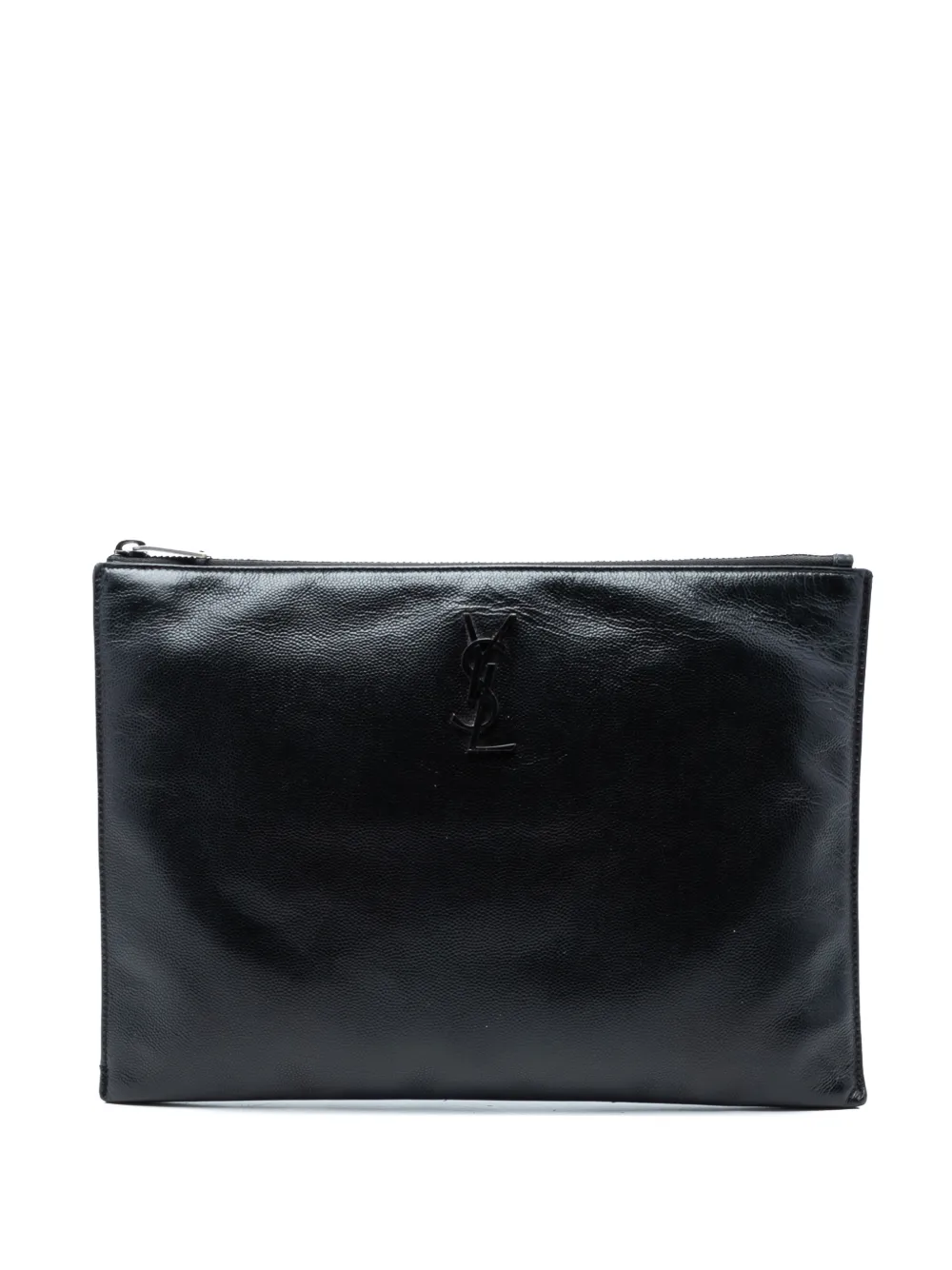 Saint Laurent Pre-Owned 2020 Grain De Poudre Monogram Monochrome iPad Case clutch bag - Nero