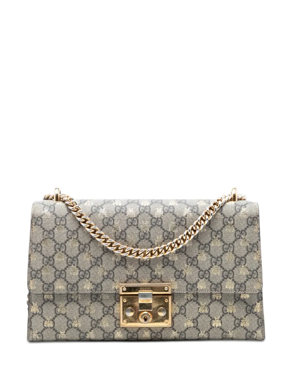 Gucci Pre-Owned 2016-2026 Medium GG Supreme Bee Padlock shoulder bag - Toni neutri