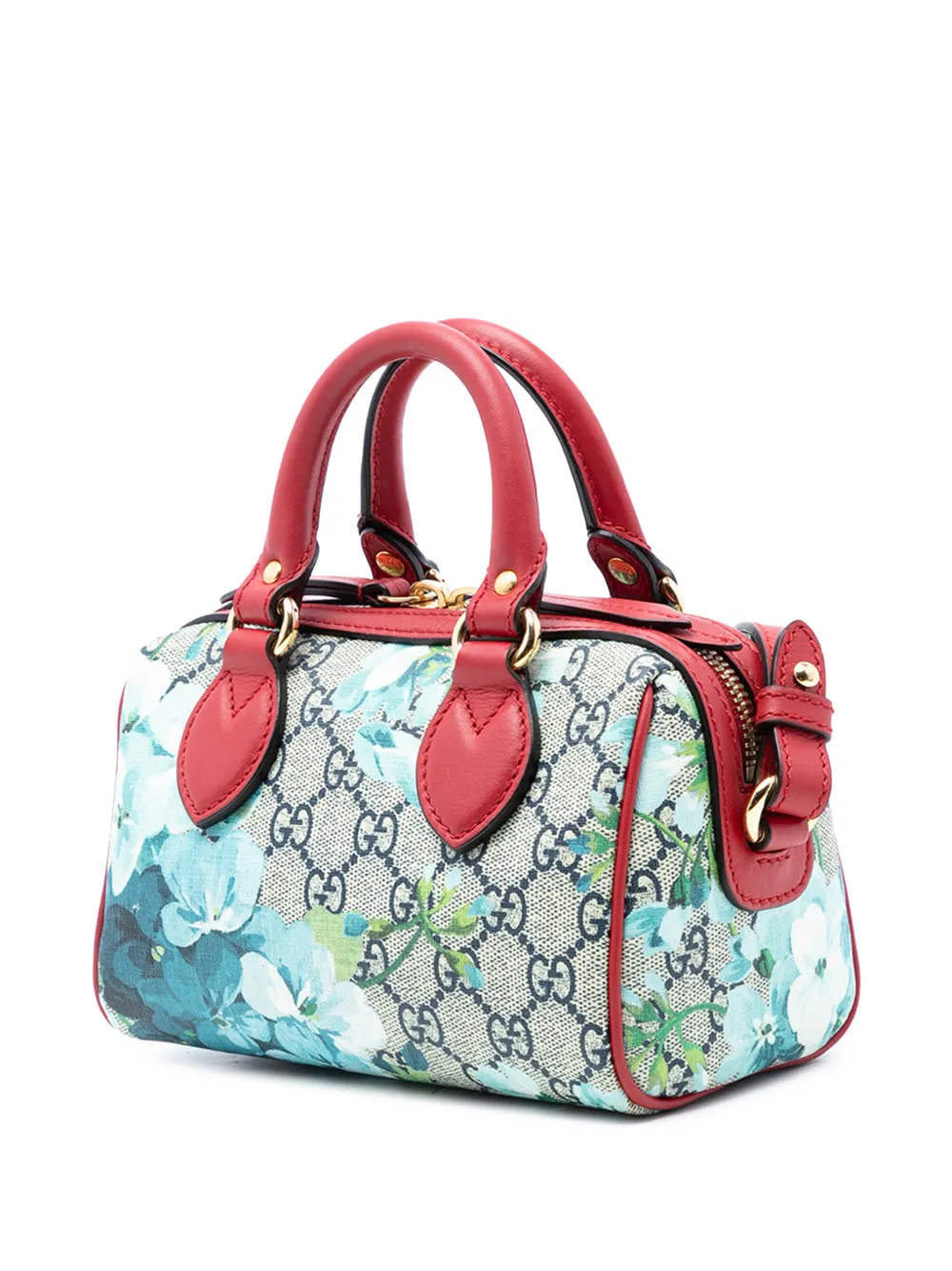 Gucci Pre-owned 2016-2026 Mini GG Supreme Blooms Boston Bag Satchel in Red, view 3