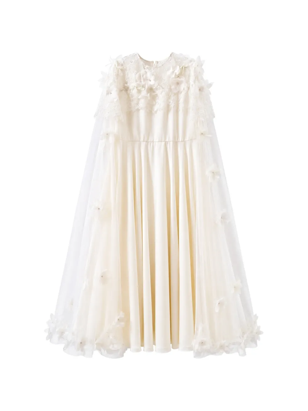 MAISON AVA floral-appliqué lace-panel dress - Toni neutri