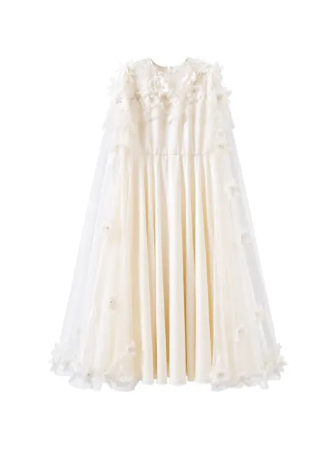 MAISON AVA floral-appliqué lace-panel dress