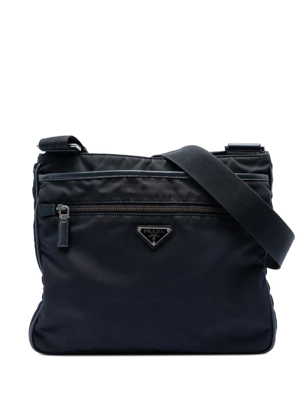 Prada Pre-Owned 2013-2026 Saffiano Trimmed Tessuto Zip Top crossbody bag - Black