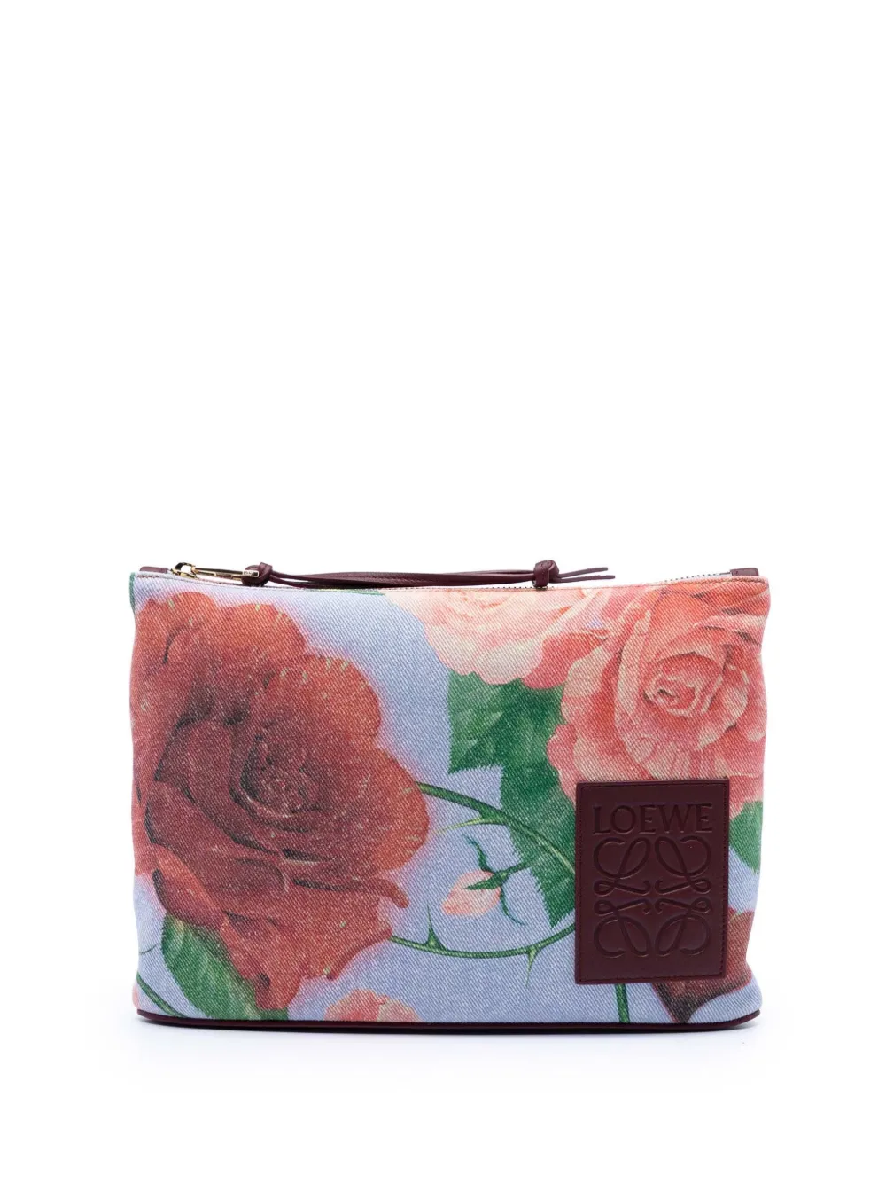 Loewe Pre-Owned 2023 Paulas Ibiza Canvas Rose Print clutch bag - Blu