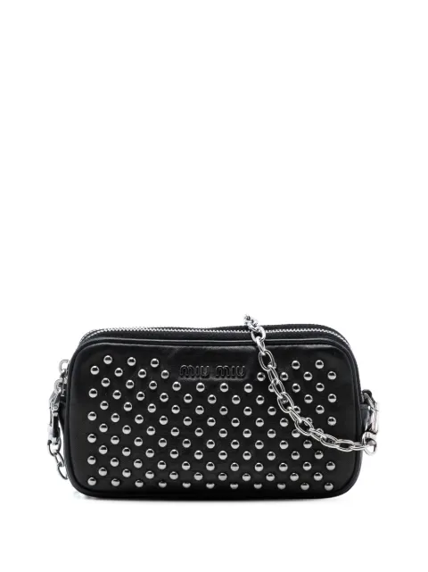 Miu Miu Pre-Owned 2000-2025 Studded Leather Double Zip crossbody bag