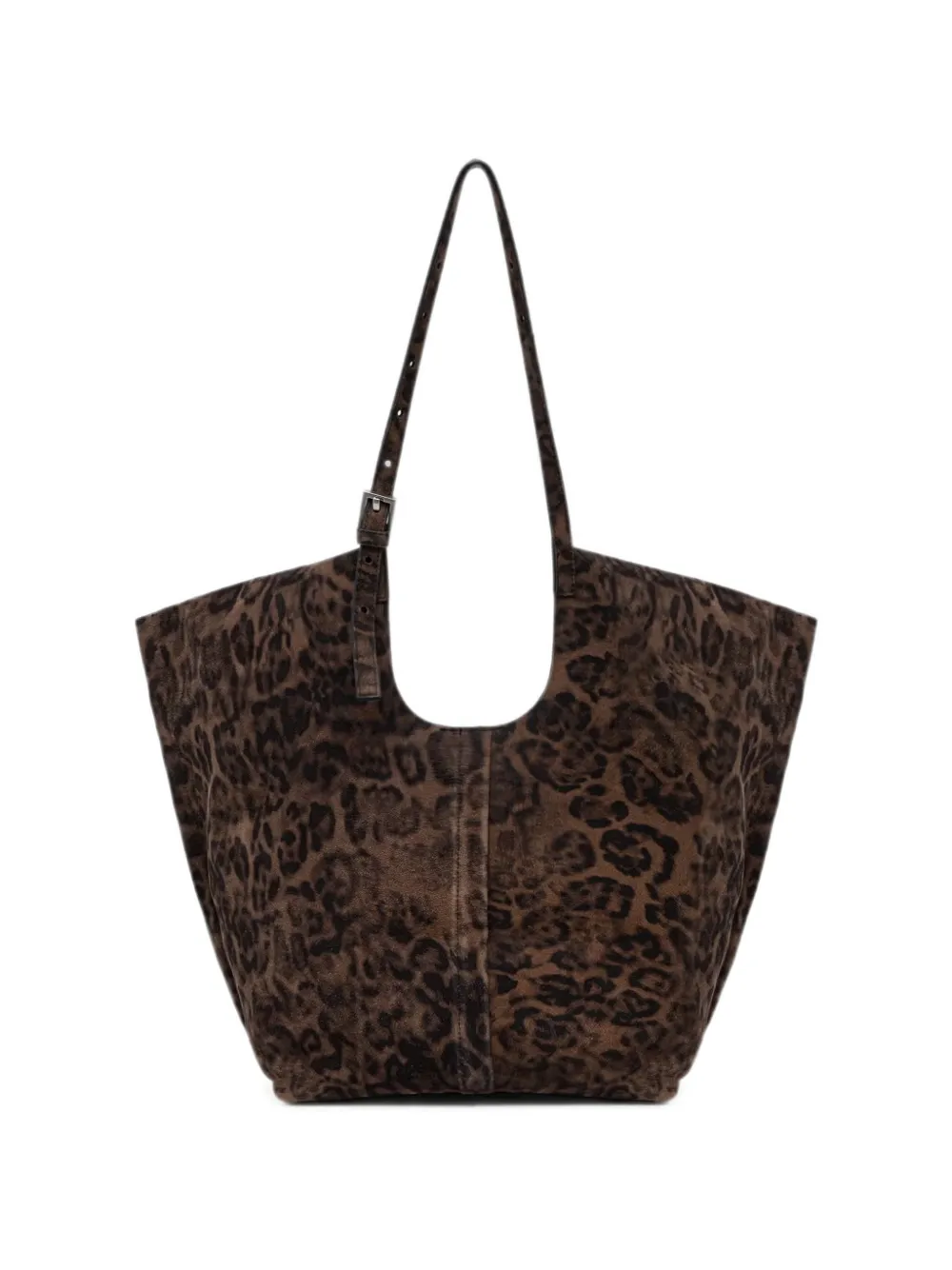 AllSaints Borsa tote in pelle scamosciata leopardata - Marrone