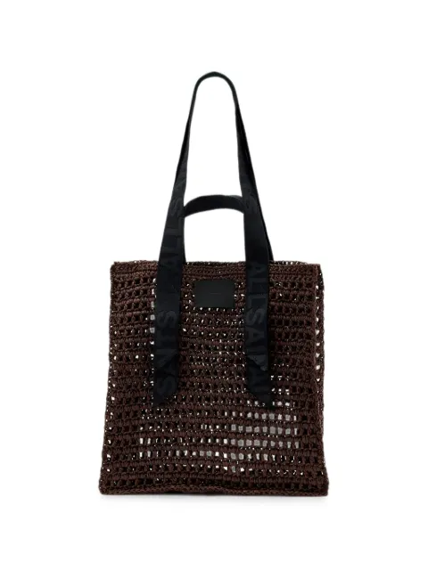 AllSaints crochet-knit logo-strap tote bag