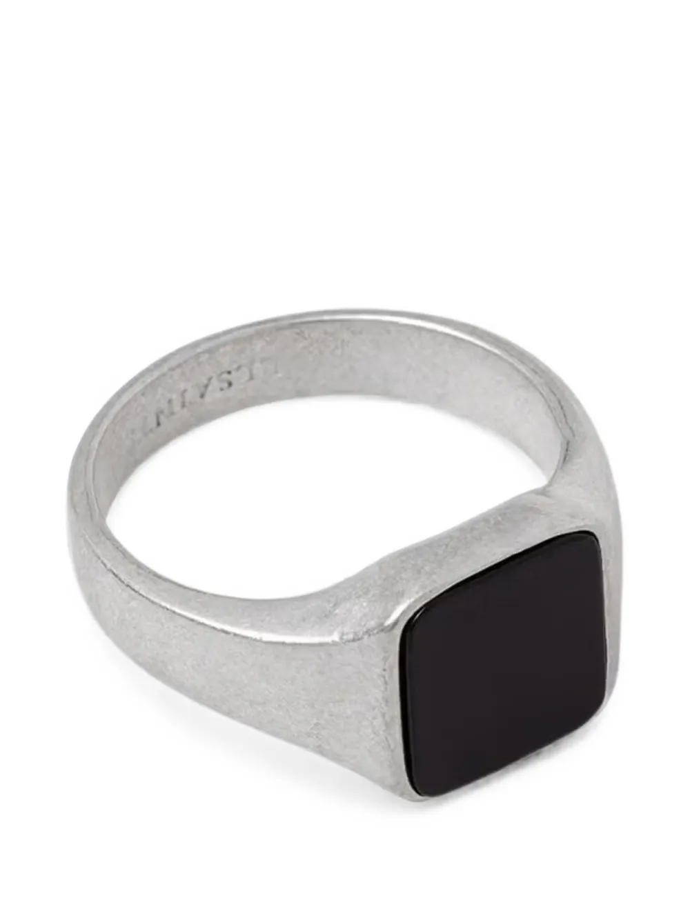 AllSaints spike onyx-inlay signet ring - Argento