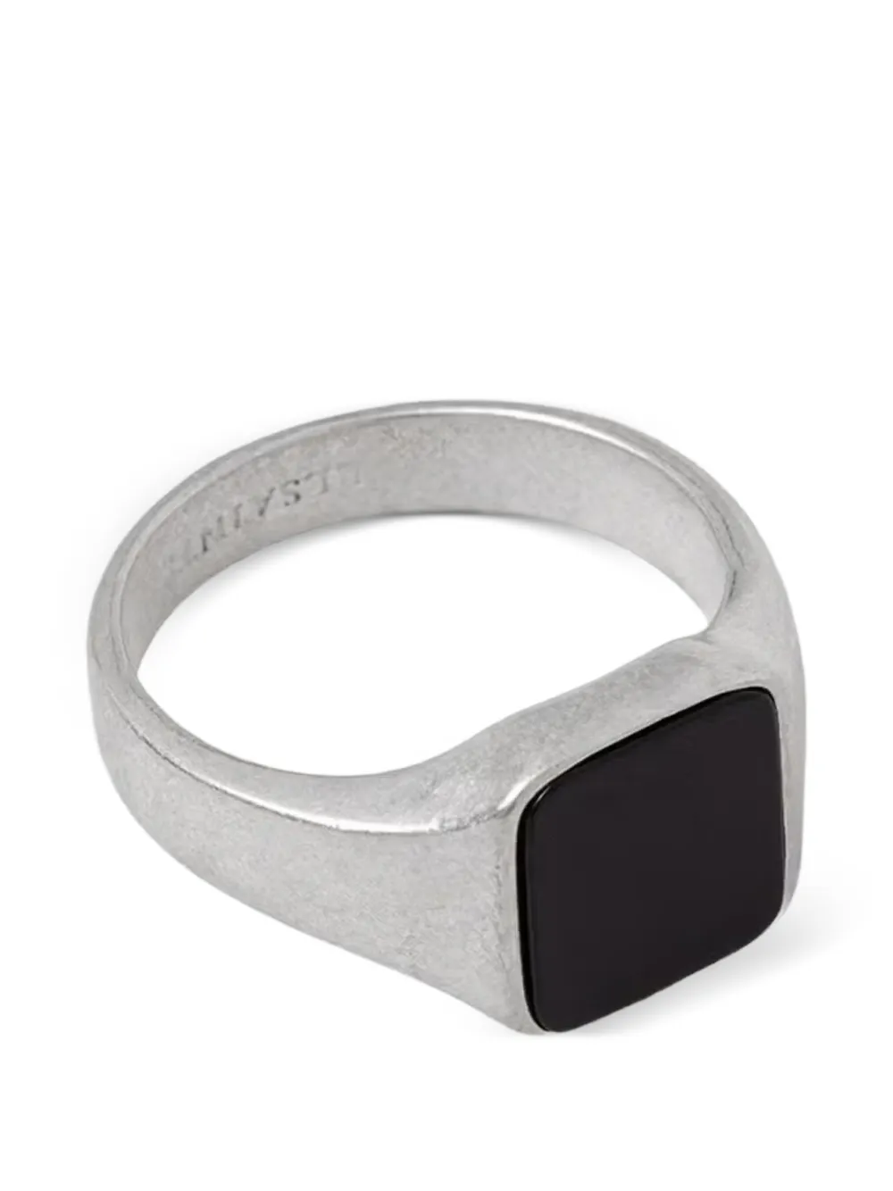 AllSaints spike onyx-inlay signet ring - Argento