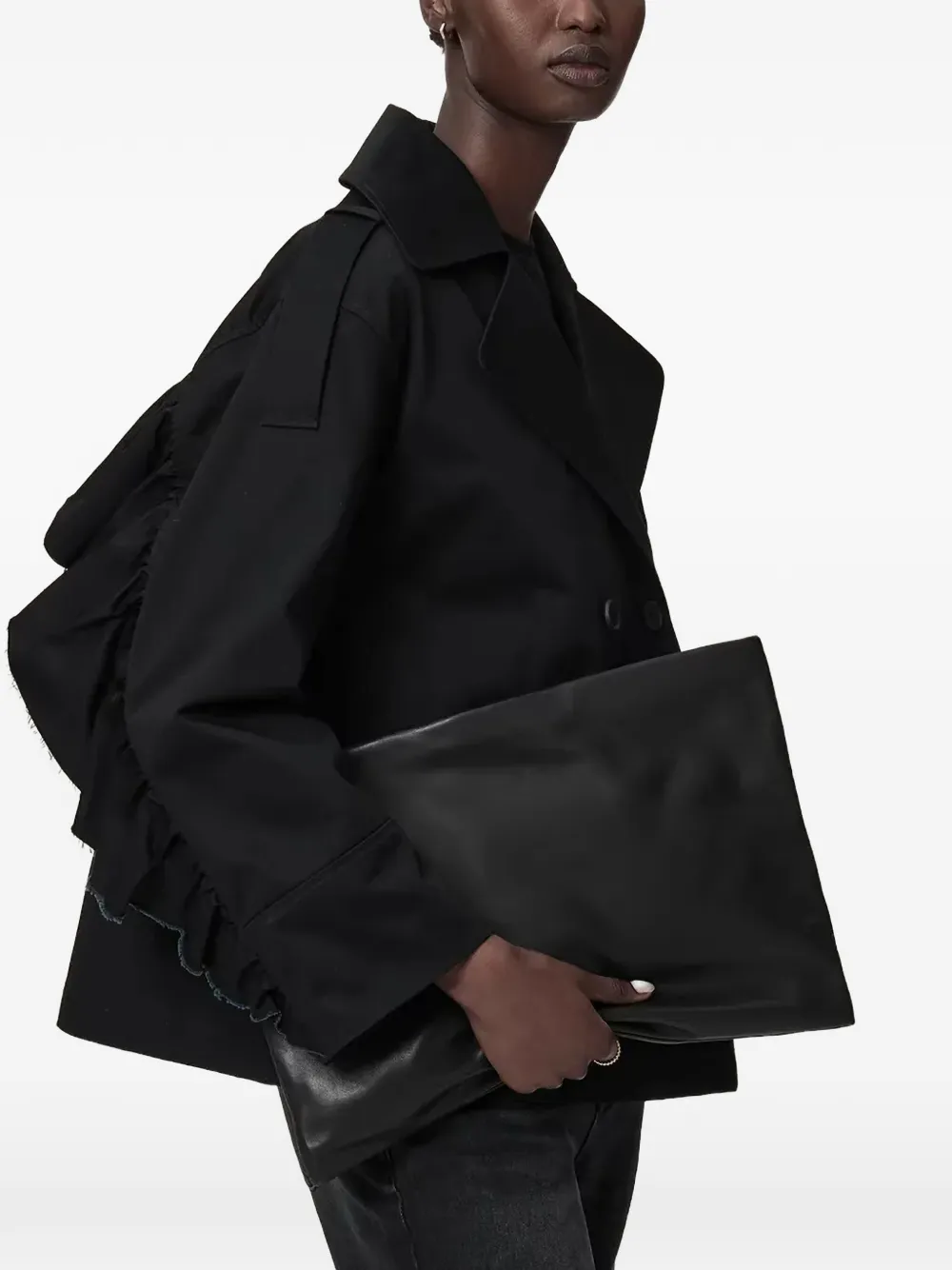 AllSaints Leren clutch Zwart