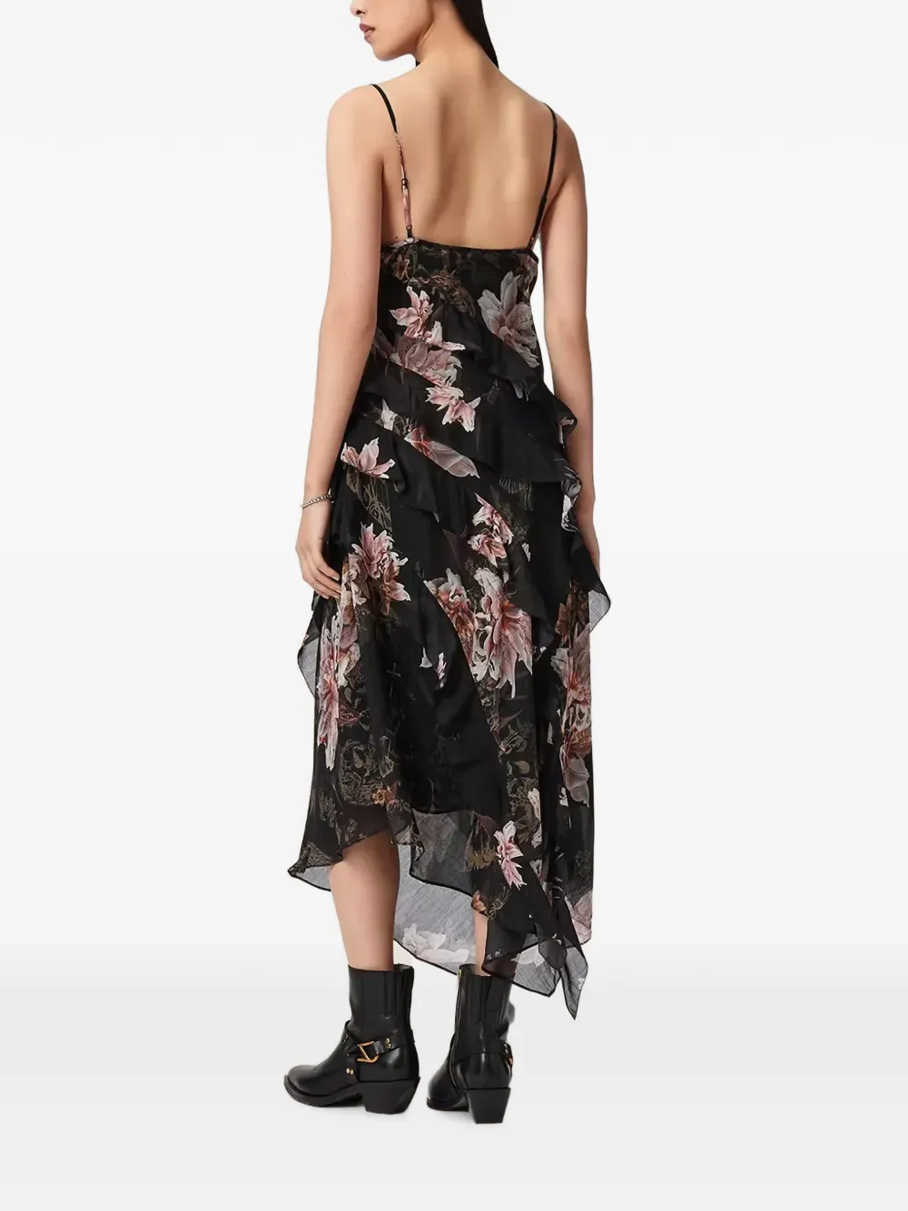 AllSaints Maxi-jurk met bloemenprint Zwart