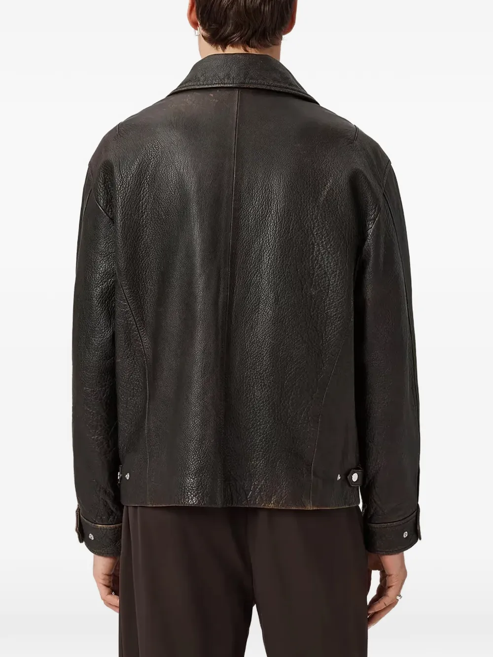AllSaints Leren jack met rits Zwart