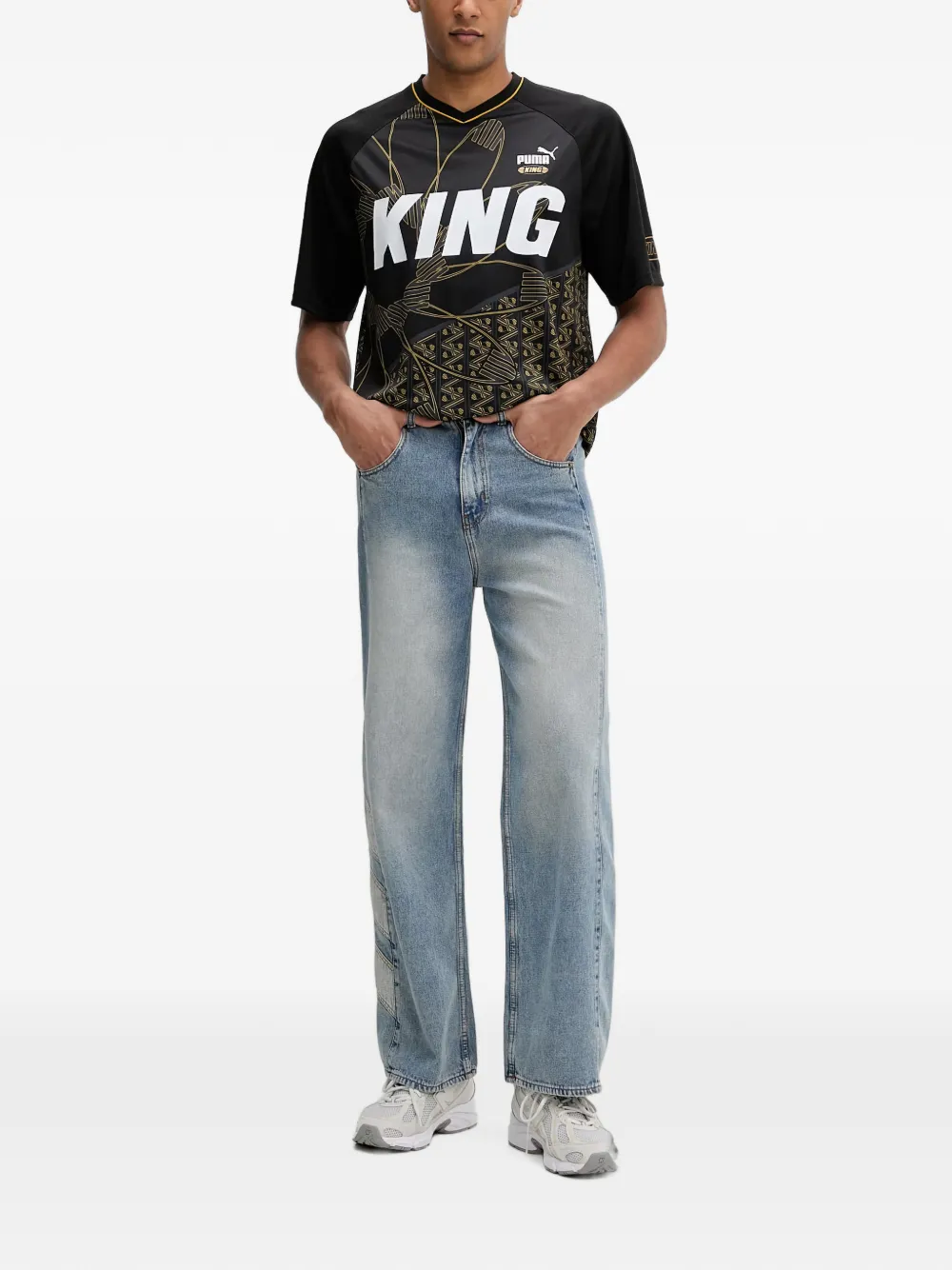 PUMA King T-shirt met logo-print Zwart