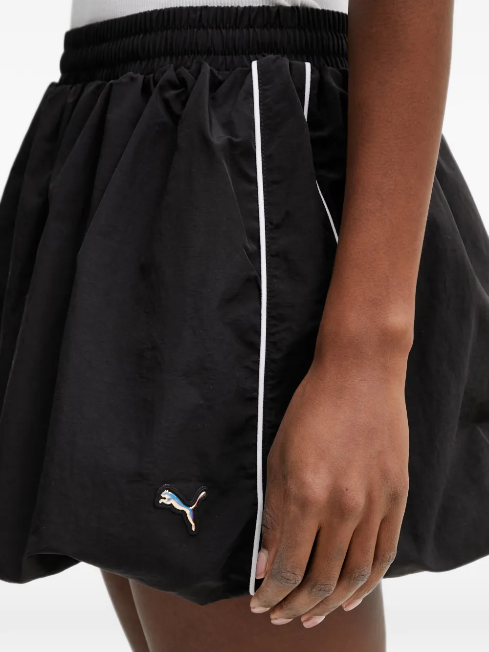 PUMA T7 ballon piped-trim puff-hem mini skirt Zwart