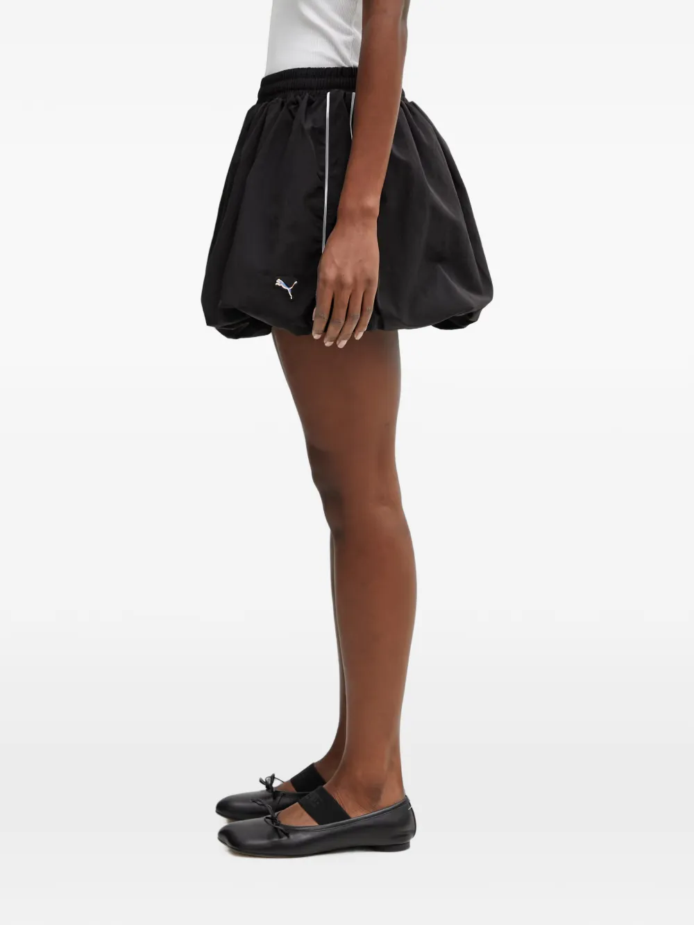 PUMA T7 ballon piped-trim puff-hem mini skirt Zwart