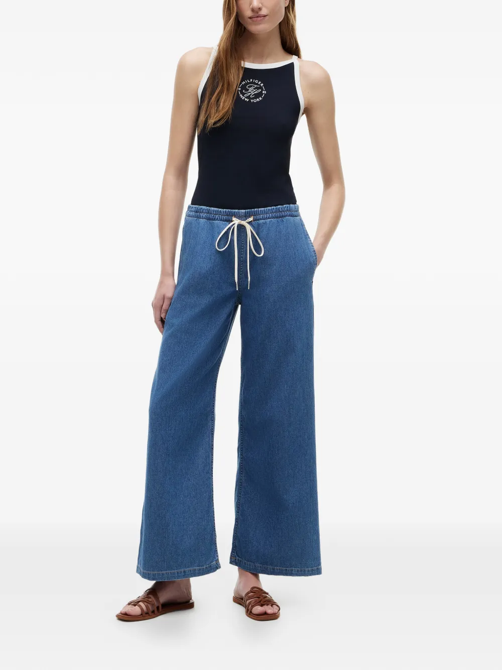 Tommy Hilfiger Jeans met wijde pijpen en trekkoord Blauw