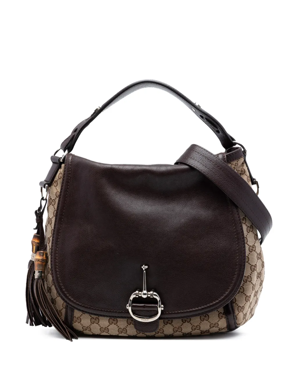 Gucci Pre-Owned 2016-2025 Large GG Canvas Techno Horsebit satchel - Nude