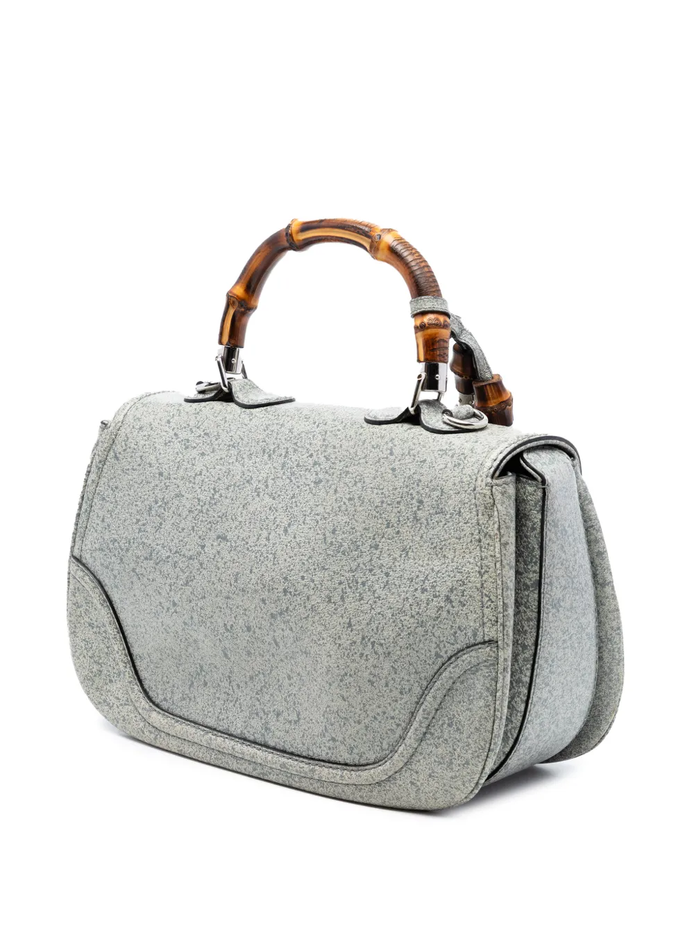  Gucci Pre-owned Grand Sac à Main New En Cuir Moucheté à Anse En Bambou (2016-2026) - Gris 