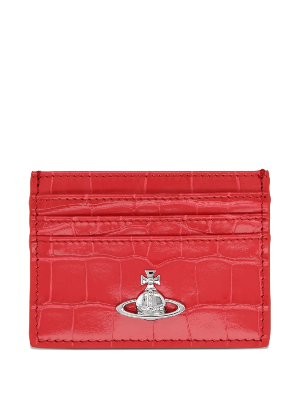 Vivienne Westwood Orb croc-effect cardholder - Rosso