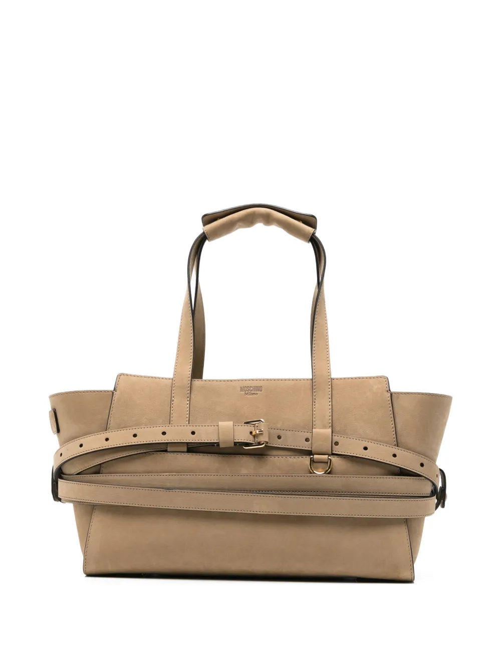 Moschino Tie Me buckle-detail shoulder bag - Neutrals