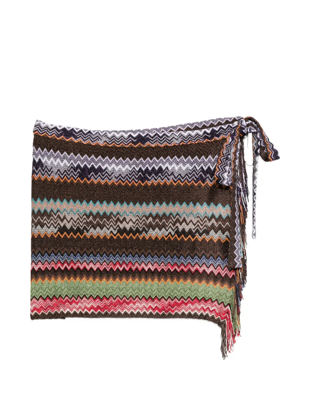 Missoni Zigzag-knit Fringed-edge Pareo In Brown