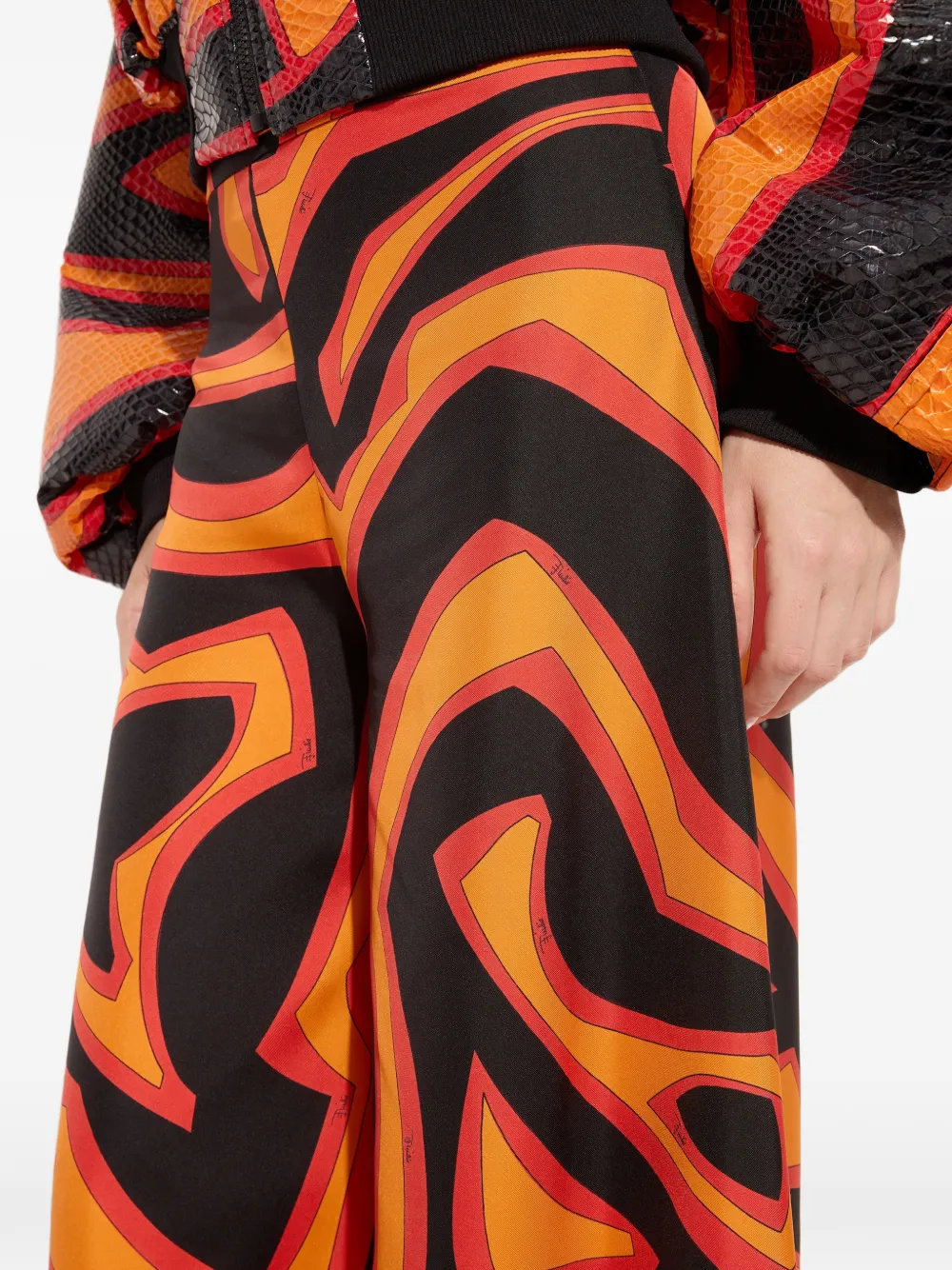 PUCCI Palazzo broek met Labirinto-print Zwart