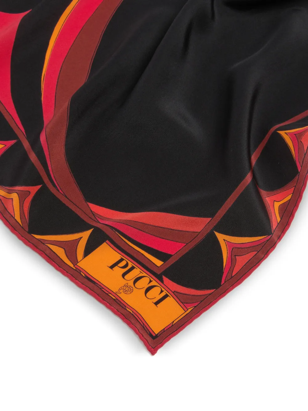 Pucci Fari-print Crepe-de-chine Stole in Black, view 2